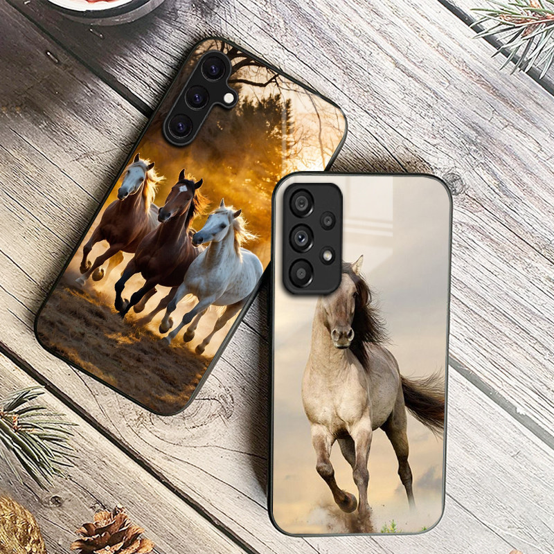 Ốp Điện Thoại Thủy Tinh Ngựa 04 Cho Samsung Galaxy A14 A16 A30 A22 A32 A33 A15 A35 A42 A55 A56 4G A52 A53 A54 A70 A71 A72 A73 5G