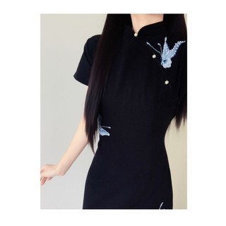 Áo Bướm Sườn Xám Thêu Nữ Tính, Phù Hợp Mặc Hàng Ngày Với Váy Đen