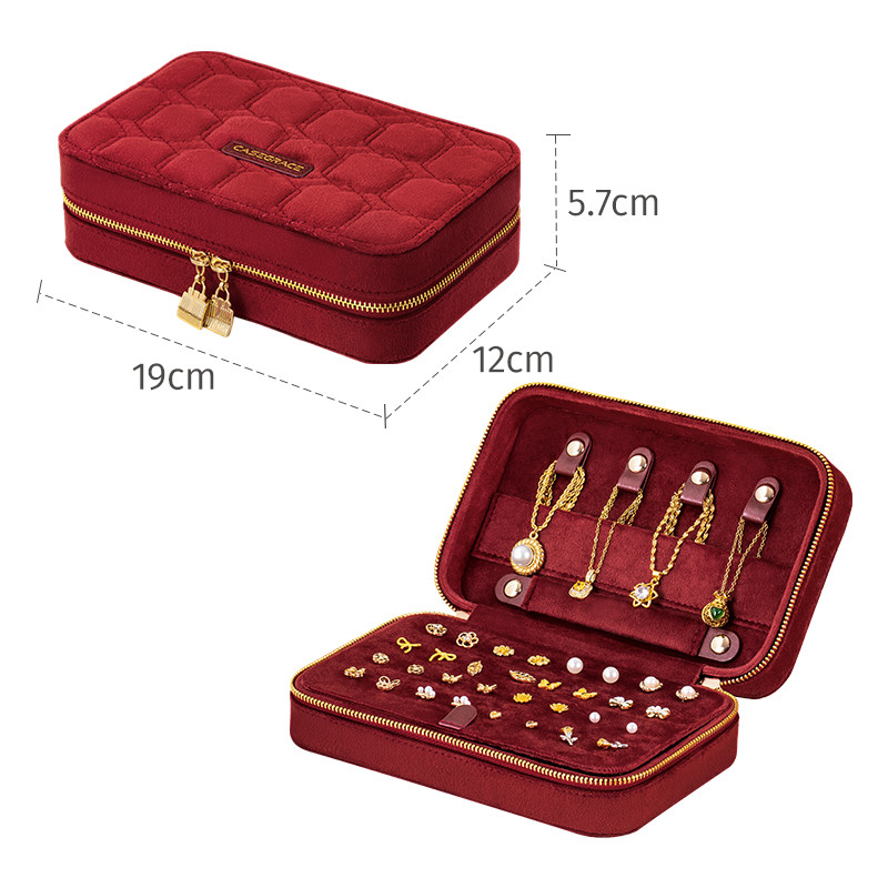 CASEGRACE Nhung Hộp Trang Sức Người Tổ Chức Vintage Trang Sức Bảo Quản Bông Tai Nhẫn Vòng Tay flannel Hộp Quà Tặng