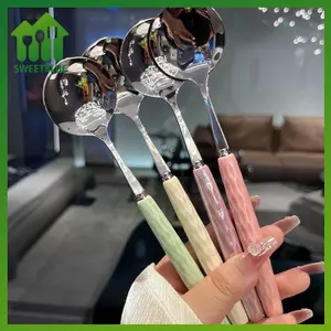 SWEET Thép Không Gỉ Thìa Cà Phê Muỗng Cà Phê Tay Cầm Dài Món Tráng Miệng Kem Thìa Bánh Muỗng Bộ Đồ Ăn Nhà Bếp Tiện Ích n