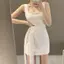 Váy dây buộc kiểu Pháp Váy cổ vuông nhỏ hẹp dáng rộng hơn trông sang trọng hơn