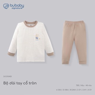 Bubaby SBC110438  Bộ dài tay cổ tròn Signature Cao Cấp Cho Bé trai bé gái | Quần áo chính hãng .2