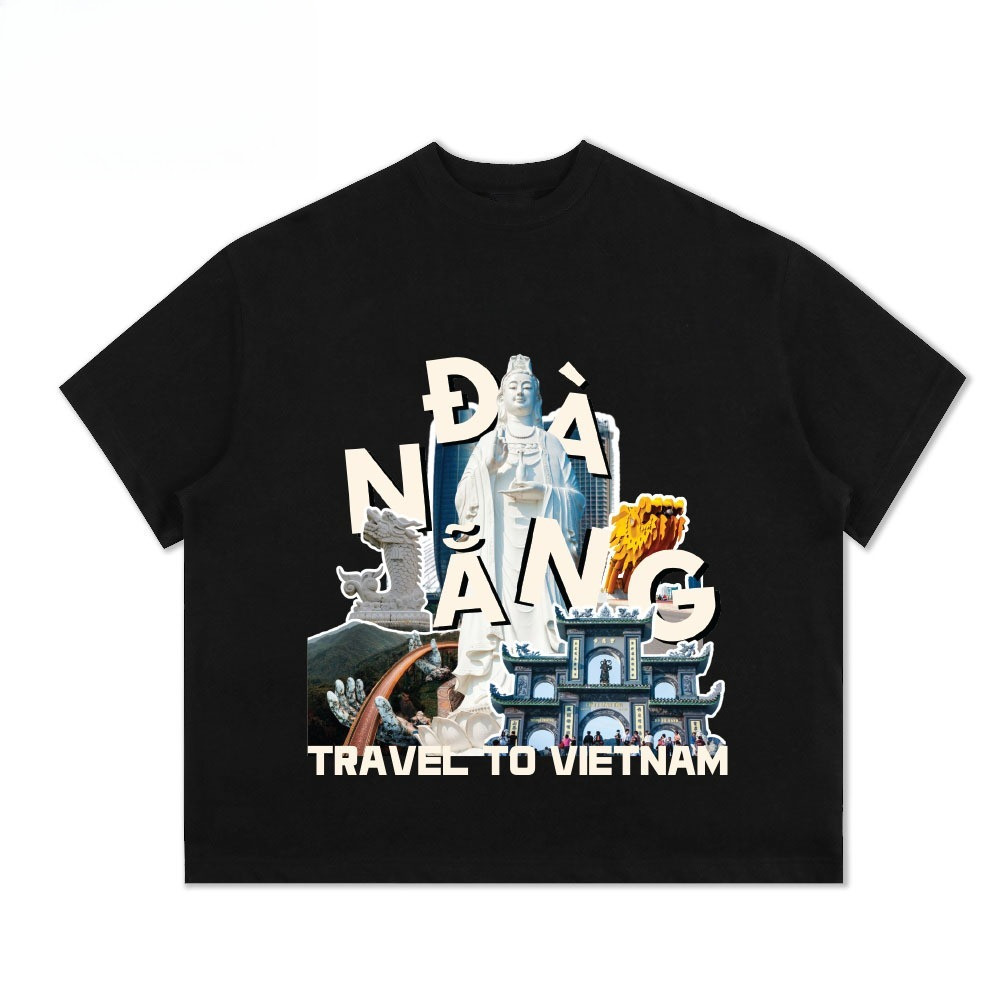 （Giao hàng 24h）Angela Áo thun form boxy Angela "Travel to Vietnam" unisex nam nữ tay ngắn cổ tròn vải cotton 2 chiều