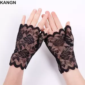 KANGN Fishnet Găng Tay, Nửa Ngón Ren Hoa Hồng Lưới Găng Tay, Chụp Ảnh Chống Đỡ Punk Hip Hop Khiêu Vũ Trang Phục Găng Tay Biểu Diễn Tiệc
