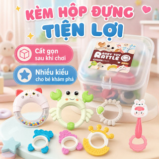 Bộ đồ chơi cầm nắm + lục lạc – Cho bé 0-12 tháng – Nhiều kiểu: gấu, thỏ, kèn – An toàn, kèm hộp – Phát triển giác quan