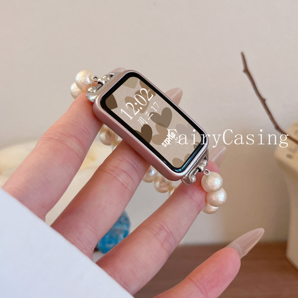 Dây đeo hạt ngọc trai đàn hồi cho Huawei Band 11 Pro 10 9 8 Vòng đeo tay NFC cho Huawei Watch Fit 3 4 5 Pro Dây đeo cổ tay