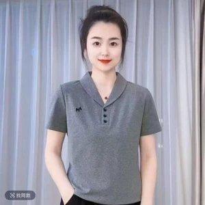 Thêu mùa hè mới thời trang giản dị áo thun giảm béo tay áo thun nữ