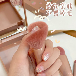 Bộ 5 Cây Cọ Trang Điểm Mini Di Động Kèm Hộp Gương, Lông Tổng Hợp - Phấn Mắt, Kem Nền, Phấn Phủ, Má Hồng