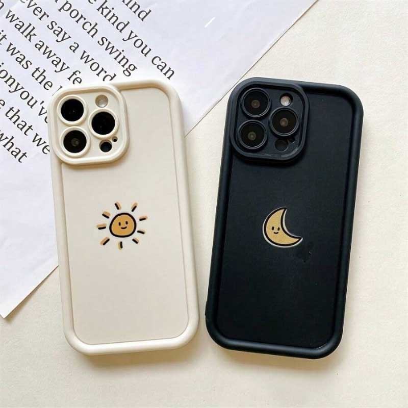 Ốp In Hình Mặt Trăng Và Mặt Trời Họa Tiết Dễ Thương Cho Samsung S26 FE S26 S25 S24 Ultra S23 S22 Plus S25FE S22Ultra Ốp Lưng Silicon Mềm Chống Sốc