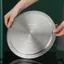 Nắp nồi bằng thép không gỉ cực dày không từ tính Chống bỏng Hộ gia đình Nắp nồi nấu ăn Nắp bình nước tròn Nắp phẳng Nắp thùng lưu vực