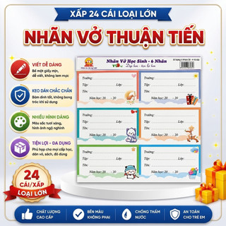 Tệp Nhãn Dán Tập Vở Học Sinh Sinh Viên Thuận Tiến - Nhãn Vở Nhiều Hình Siêu Cute, Ghi Tên Sách Vở