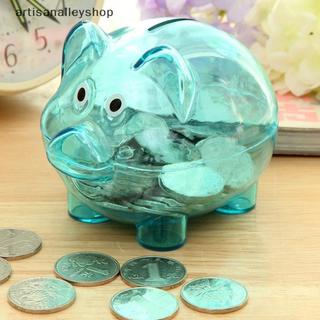 [ARTYY] Đồ chơi lợn trong suốt để làm quà tặng Đồng xu trẻ em Đạo cụ ngân hàng heo đất trong suốt Lợn nhựa Heo đất Đồng xu Tiền mặt Hộp tiết kiệm sưu tập BÁN HOT