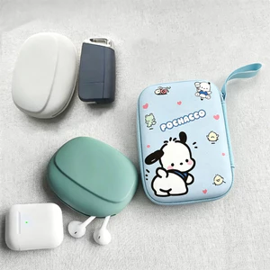 Túi lưu trữ sạc Pochacco dễ thương, Túi sắp xếp cáp thiết kế in da PU, Túi đựng điện tử đóng cửa có dây kéo dung tích lớn Sử dụng du lịch