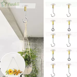 YUUKII 1 Cái Giá Treo Chậu Hoa Cây, Móc Trần Treo Tường Hạng Nặng, Dụng Cụ Bảo Quản Bền Đẹp Không Đục Lỗ Mạnh Mẽ Liền Mạch Móc Trong Suốt