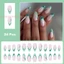 24 Chiếc Bấm Vào Đầu Móng Tay Bạc Hà Xanh Pháp Hoa Ombre Bóng Móng Tay Giả Cho Nữ Tự Nhiên Phù Hợp Với