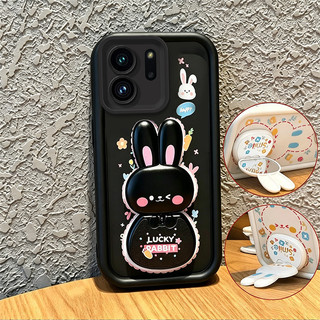 Ốp Lưng Cho OPPO Reno 14 pro reno14 Reno 14F 5g Vỏ Điện Thoại Vỏ Mềm Silicon Chống Sốc Mới Gương Thẩm Mỹ Có Giá Đỡ 360° Xoay thỏ dễ thương màu hồng cho bé gái JTXCEZJ3