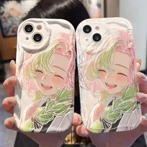 Ốp lưng tương thích cho iPhone 17 Air 16 15 14 13 12 11 Pro X XR XS Max SE 2020 6 7 8 Plus Kem gợn sóng viền cong Motif Smile Girl NYK485