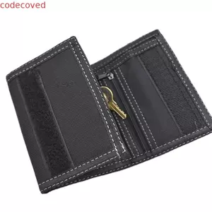 Ví ngắn nam CODECOVED, Ví vải Oxford nam có dây buộc màu đen, Phong cách Hàn Quốc bền bỉ chống mài mòn Giải trí 3 lần Ví nam