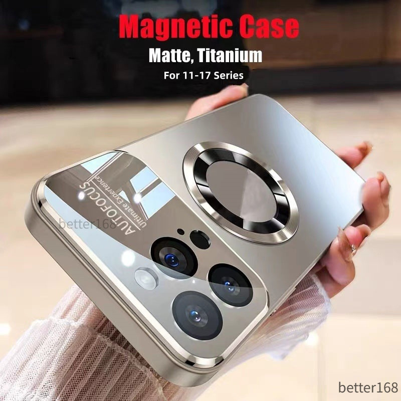 Ốp lưng từ tính cứng dành cho iPhone 15 PRO MAX 16 PRO MAX 14 13 12 PRO 17 PRO MAX chống rơi kèm bảo vệ ống kính máy ảnh
