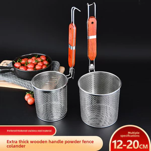 Nồi chiên sâu có tay cầm bằng gỗ Thiết kế giỏ sâu để chế biến bữa ăn gia đình đa năng