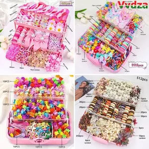 Bộ phụ kiện tóc VVDZA, Kẹp tóc bằng vải đầy màu sắc, Nơ nhựa Barrettes Tạo kiểu tóc cho trẻ em