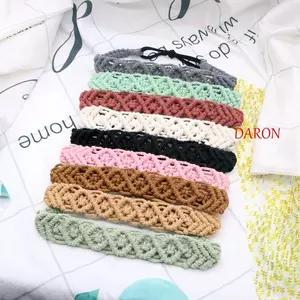DARON Tóc Đi Biển Mũ Rộng Tóc Vintage Turban Hoa Nhỏ Daisy Phong Cách Dân Tộc Bện Dây Móc Bandana