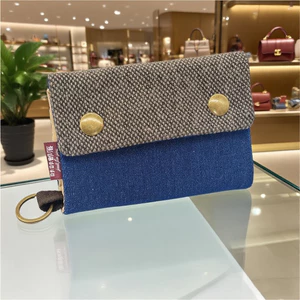 Hoạt Hình In Hình Phiên Bản Hàn Quốc Tri-Fold Ví Canvas Unisex Túi Chìa Khóa Đựng Thẻ Đa Năng Đựng Tài Liệu Thay Đổi Thẻ Túi Bảo Quản