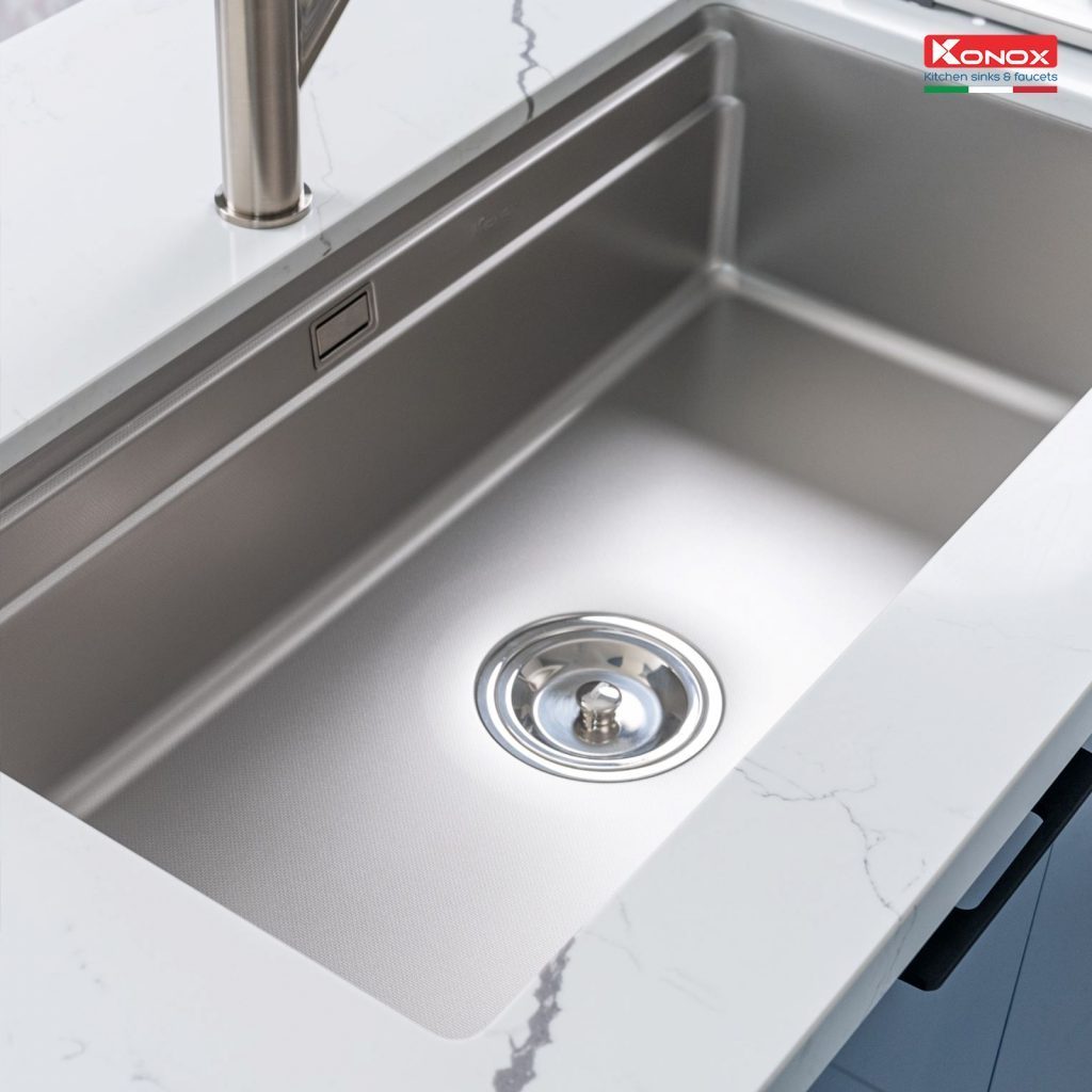 [TẶNG VÒI] Chậu rửa bát inox 1 hố chống xước Konox DEKOR 7644SU - Bảo hành 10 năm