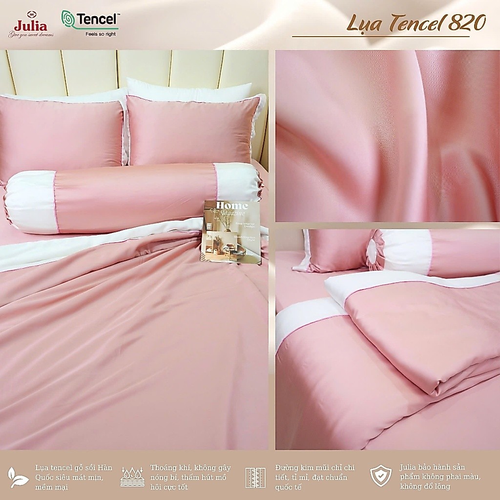 Bộ chăn ga gối lụa tencel màu trơn cao cấp Julia 820