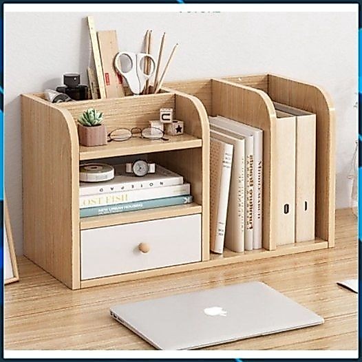 Kệ hồ sơ, giá sách để bàn, kệ để tài liệu 5 ngăn thiết kế gọn gàng có tấm hậu chắn sau
