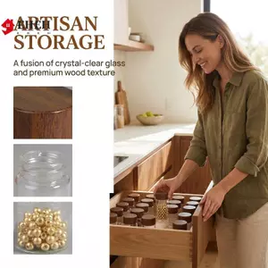 Bình đựng gia vị thủy tinh Mini kín khí Chai đậu cà phê Hộp đựng kẹo nhỏ để đựng thảo mộc Di động cho nhà bếp và ngoài trời VN