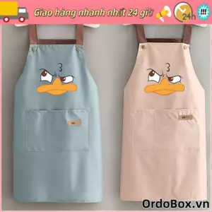 Tạp dề chống bẩn ORDOBOX, Phụ kiện nhà bếp Tạp dề chống nước chống mài mòn, có túi in hình vịt hoạt hình Đồng phục nhà cà phê cho thợ cắt tóc thợ mộc
