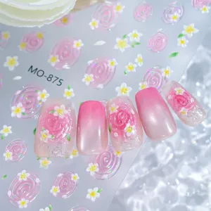 Đồng Hồ Nước Sóng Hoa Làm Móng Tay Miếng Dán Vỏ Ánh Sáng Tươi Vortex Sóng Nước Hoa Frangipani Làm Móng Tay Miếng Dán