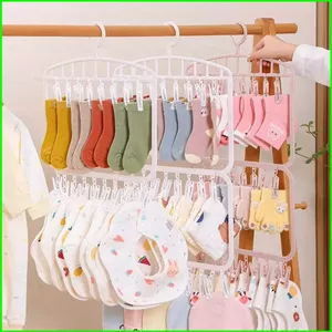 YB2 44 Kẹp / bộ Có Thể Gập Lại Quần Áo Cho Bé Sấy Móc Chống Gió Di Động Giặt Bảo Quản Móc Sử Dụng Hàng Ngày
