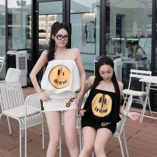 Váy Cúp Ngực Ôm Hông Mặt Cười Vàng .Dou3le.six. Đầm Trễ Vai Cute