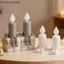 {AKIN} Hình nến phát sáng in 3D Tượng nến mô phỏng phát sáng trong bóng tối Đèn ngủ LED để trang trí bàn phòng ngủ gia đình trong nhà {a}