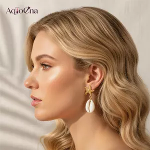 AqToCna Boho Phong Cách Đại Dương Vỏ Sao Biển Mặt Dây Chuyền Bông Tai Cho Nữ Mùa Hè Bên Biển Conch Scallop Ngọc Trai Bông Tai Bãi Biển Mùa Hè Quyến Rũ Trang Sức AqToCna