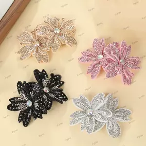 PYCOU 1 Cặp Miếng Dán Hoa Kim Cương Giả, Lấp Lánh DIY Craft Hoa Trâm Vải, Tôn Trang Hoa Hồng Thổ Cẩm Vải Băng Đô Phụ Kiện Vải