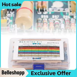 Belleshopp 1280PCS 64 Bộ điện trở giá trị 1/4W 1R-10M Các loại điện trở màng kim loại có hộp lưu trữ cho các dự án điện tử DIY và thí nghiệm mạch điện