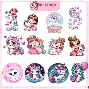 Hình in nhiệt quần áo,mẫu uniconr cute,nhiều mẫu nhiều size,ủi tại nhà bằng bàn ủi