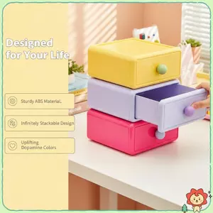 Dụng cụ sắp xếp ngăn kéo máy tính để bàn đầy màu sắc cho các giải pháp lưu trữ văn phòng tại nhà được sắp xếp hợp lý