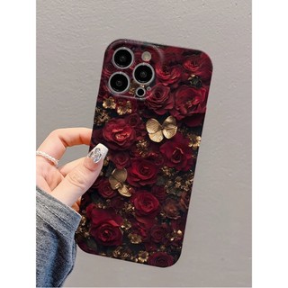 Ốp Điện Thoại Hoa Hồng Lá Vàng Apple 16promax Thích Hợp Cho iPhone15 Đơn Giản 13 / 11 / 14xr Siêu Mỏng 25.8.28