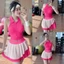 Bộ thể thao nữ, Áo sẵn mút đúc kéo khoá váy phối lưới QCCC tập Gym, nhảy, pickleball, tennis (có tách lẻ)
