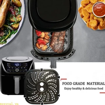 WER Kim Loại Lót Nồi Kim Loại Lót Thép Carbon Nồi Chiên Không Khí Khay Vuông Nồi Chiên Không Khí Đĩa Chiên Không Khí Phụ Kiện Nấu Ăn