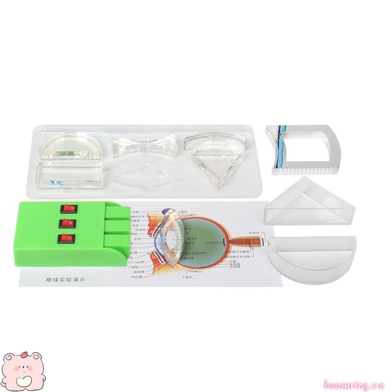 Boom 10 Chiếc Bộ Ống Kính Quang Học Vật Lý Để Giảng Dạy Tạo Quang Phổ Hình Chữ Nhật lõm Biconvex Ống Kính Hình Bán Nguyệt Tam Giác