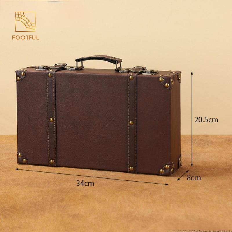 Vali Trang Trí Tiệc Dcor Đạo Cụ Ảnh Nhà Gỗ Da PU Trunk