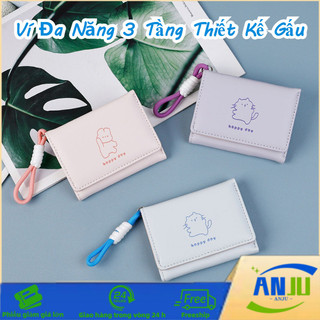 Ví Nữ Mini Phong Cách Hàn - In Hình Gấu Ngọt Ngào, Dây Kéo Trơn Mượt, Nhẹ Nhàng Dễ Mang