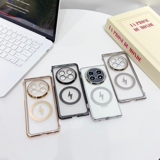 Ốp điện từ trong suốt mạ điện cho OPPO Find N6 N5 N3 6D Vỏ chống sốc khắc Laser