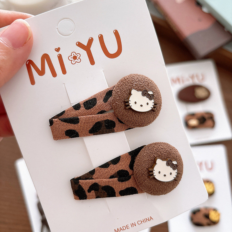 Kẹp Tóc Bé Gái Da Báo Mèo Kitty Kẹp Tóc