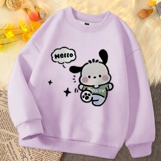 Pochacco Chó Hoạt Hình Trẻ Em Áo Cổ Tròn Dài Tay Dễ Thương Chó Con Chui Đầu Ấm Áp Mùa Đông Thường Ngày Trang Phục